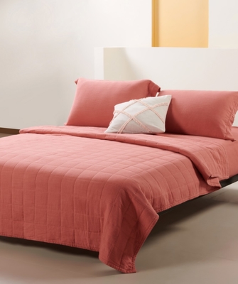 OEM Rayon Linen Quilt Set Solid Sustentável Quilt Set Laranja queimado
