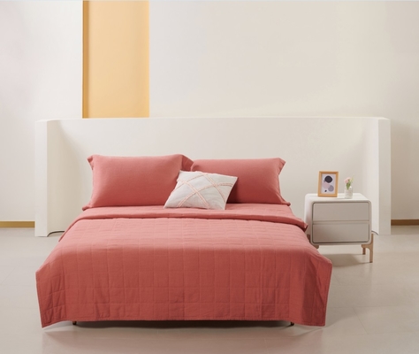 OEM Rayon Linen Quilt Set Solid Sustentável Quilt Set Laranja queimado