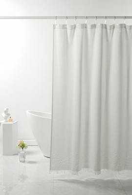 Cortina de chuveiro cinza claro Jacquard 95% algodão 5% poliéster reciclado