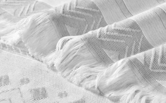 Cortina de chuveiro de algodão de poliéster Jacquard Cortina de chuveiro a riscas cinza