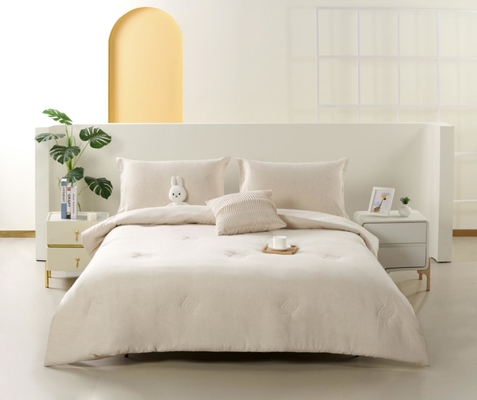 Conjunto de mantas de linho de algodão misturado com maquiagem sólida Sustentável King Comforter Sets