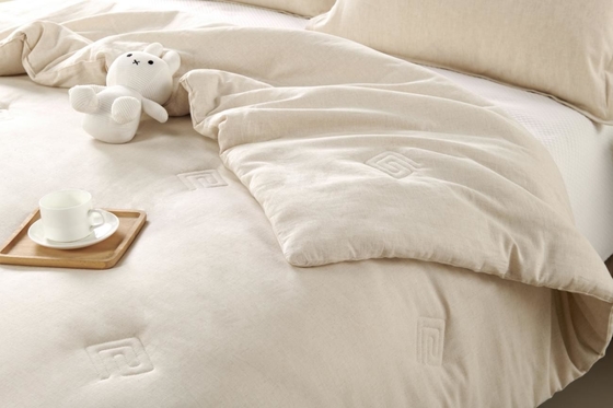Conjunto de mantas de linho de algodão misturado com maquiagem sólida Sustentável King Comforter Sets