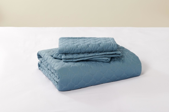 100% de algodão azul Quilt Set Solid King Size Confort Set Respirável