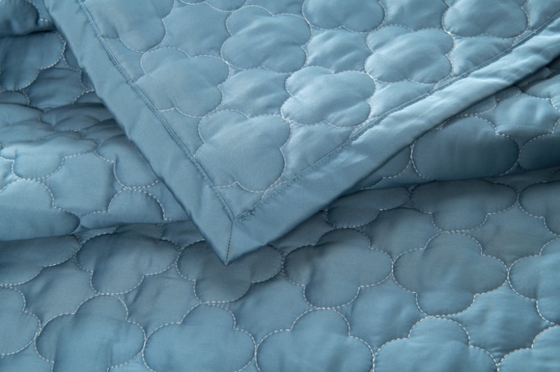 100% de algodão azul Quilt Set Solid King Size Confort Set Respirável