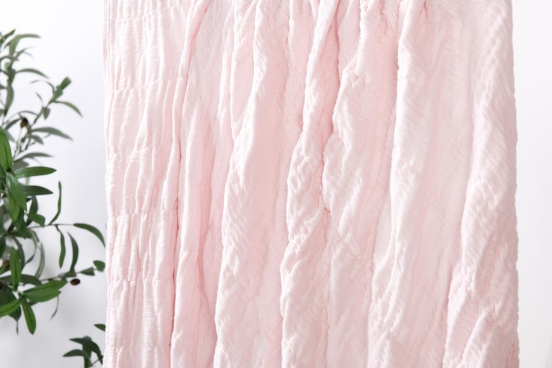 100% de algodão Seersucker Blanket Pink Bed Blanket King Size Chic e aconchegante